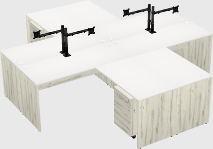Quad l-shaped office desks