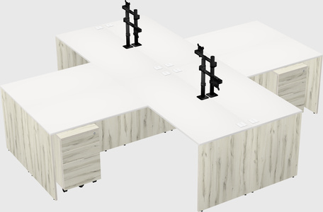 Quad l-shaped office desks