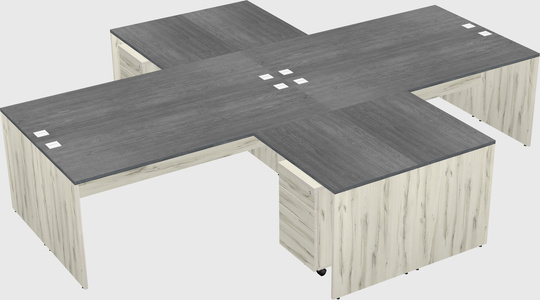 Quad l-shaped office desks