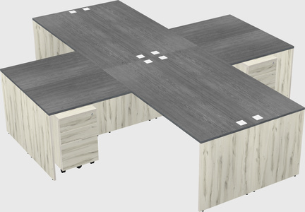 Quad l-shaped office desks