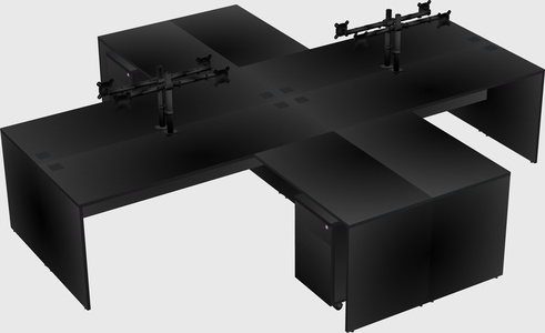Quad l-shaped office desks