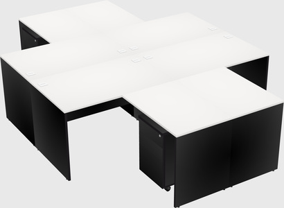 Quad l-shaped office desks