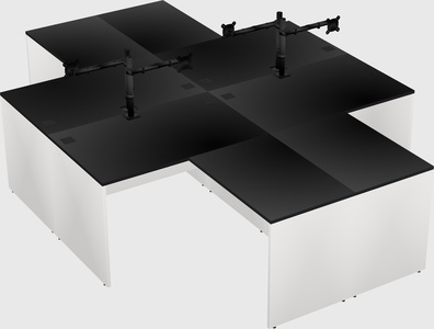 Quad l-shaped office desks