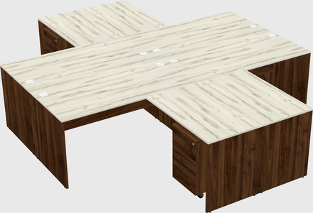 Quad l-shaped office desks