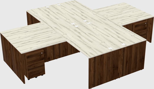 Quad l-shaped office desks