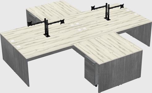 Quad l-shaped office desks