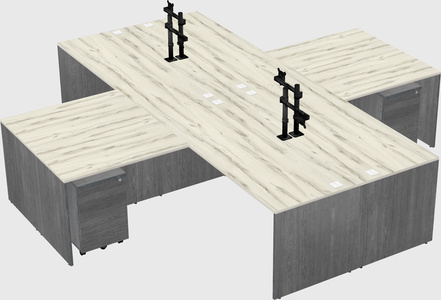 Quad l-shaped office desks