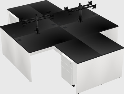 Quad l-shaped office desks