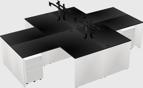 Quad l-shaped office desks
