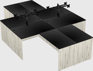 Quad l-shaped office desks