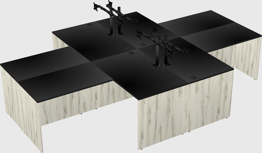 Quad l-shaped office desks