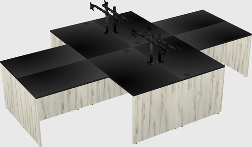 Quad l-shaped office desks