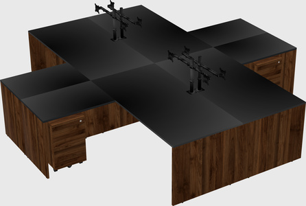 Quad l-shaped office desks