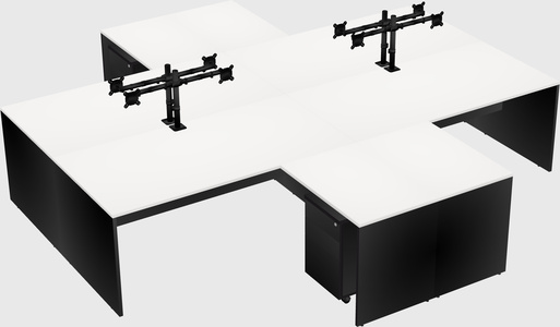 Quad l-shaped office desks