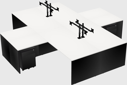 Bureaux de bureau quadruples en forme de l