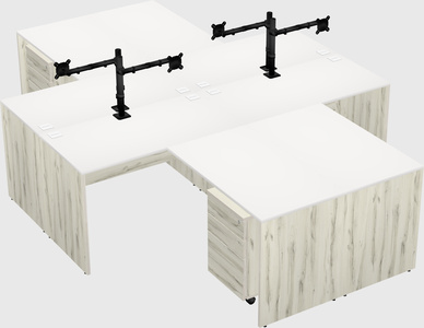 Quad l-shaped office desks