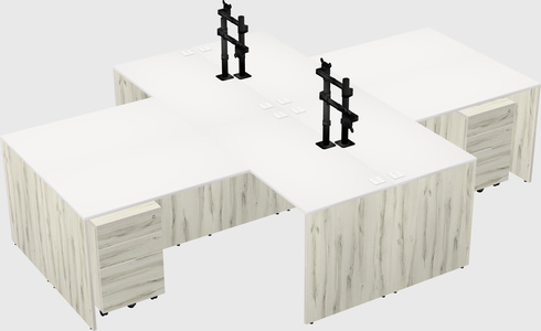 Quad l-shaped office desks
