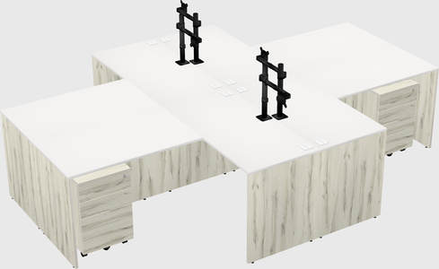 Quad l-shaped office desks