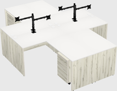 Quad l-shaped office desks