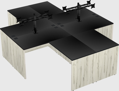 Quad l-shaped office desks