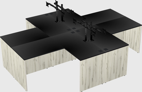 Quad l-shaped office desks