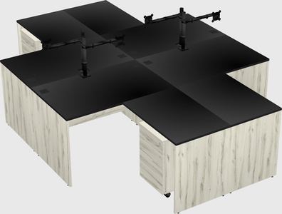 Quad l-shaped office desks