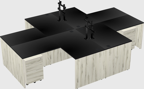 Quad l-shaped office desks