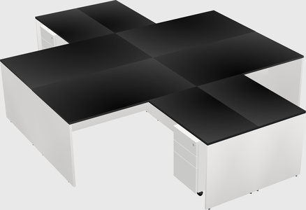 Quad l-shaped office desks
