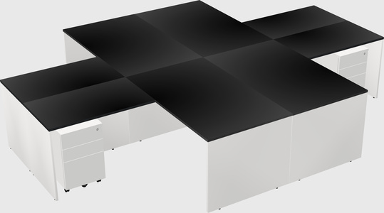 Quad l-shaped office desks