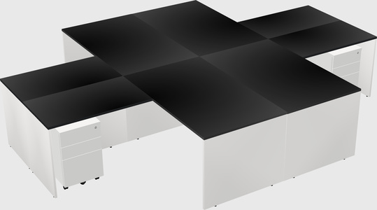 Quad l-shaped office desks