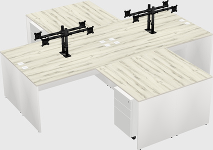 Quad l-shaped office desks