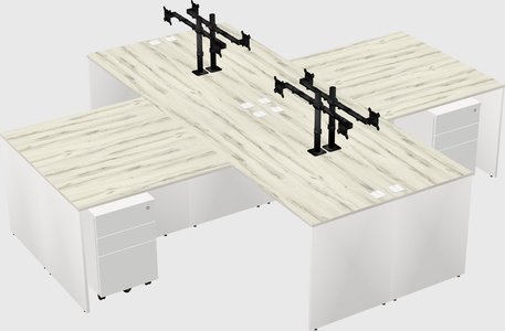 Quad l-shaped office desks