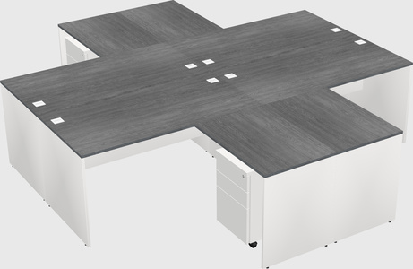 Quad l-shaped office desks