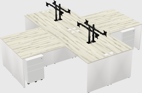 Quad l-shaped office desks
