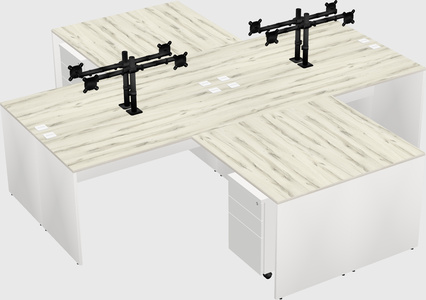 Quad l-shaped office desks