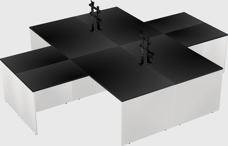 Quad l-shaped office desks