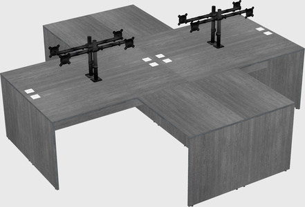 Quad l-shaped office desks
