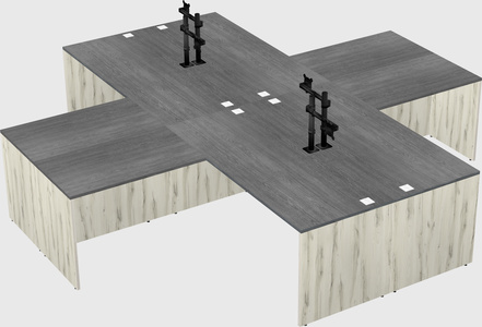 Bureaux de bureau quadruples en forme de l