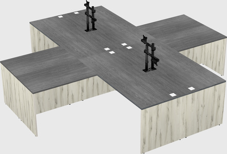 Bureaux de bureau quadruples en forme de l