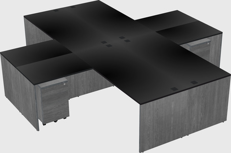 Quad l-shaped office desks