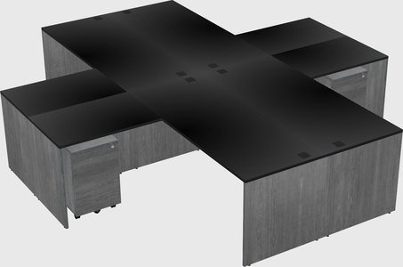 Quad l-shaped office desks