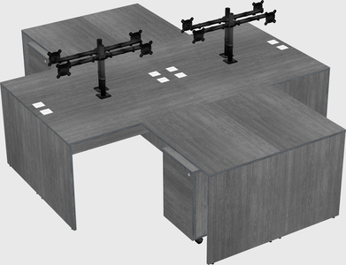Quad l-shaped office desks