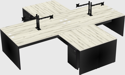 Quad l-shaped office desks