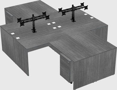 Quad l-shaped office desks