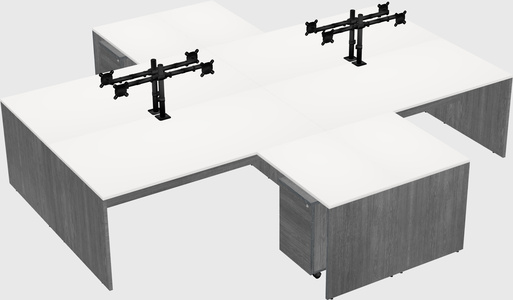 Quad l-shaped office desks