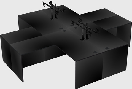 Quad l-shaped office desks
