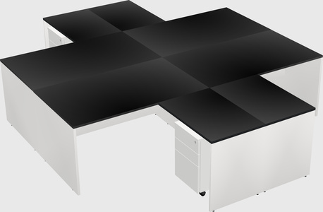 Quad l-shaped office desks