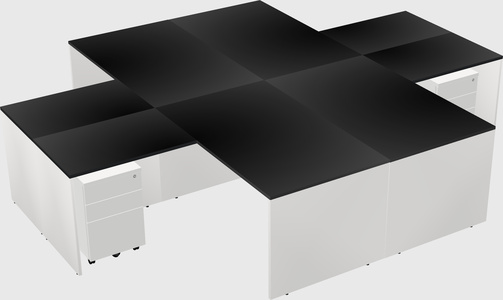 Quad l-shaped office desks