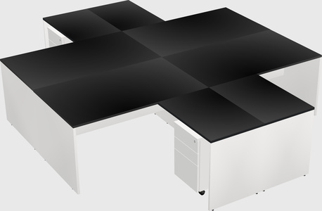 Quad l-shaped office desks