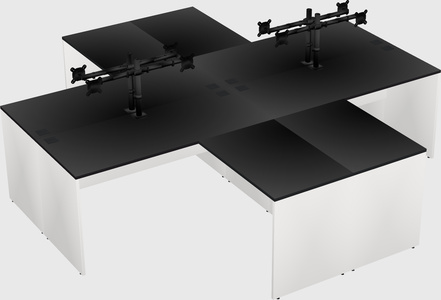 Quad l-shaped office desks